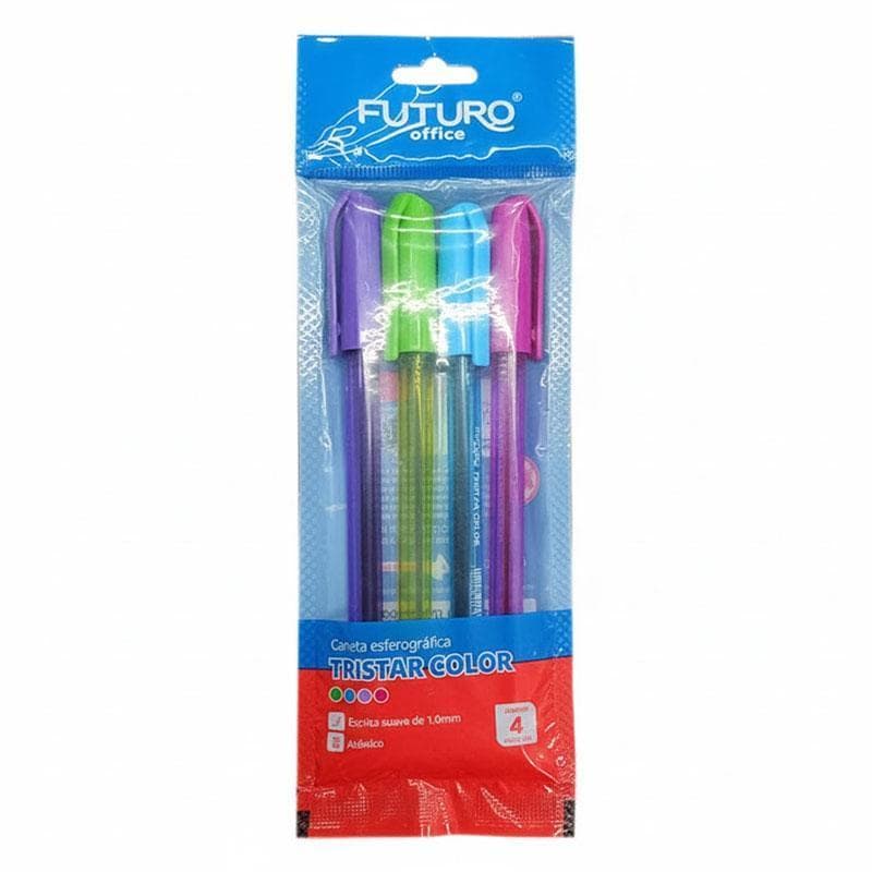 Caneta Esferográfica Tristar Color 1.0mm 4 Cores - Futuro