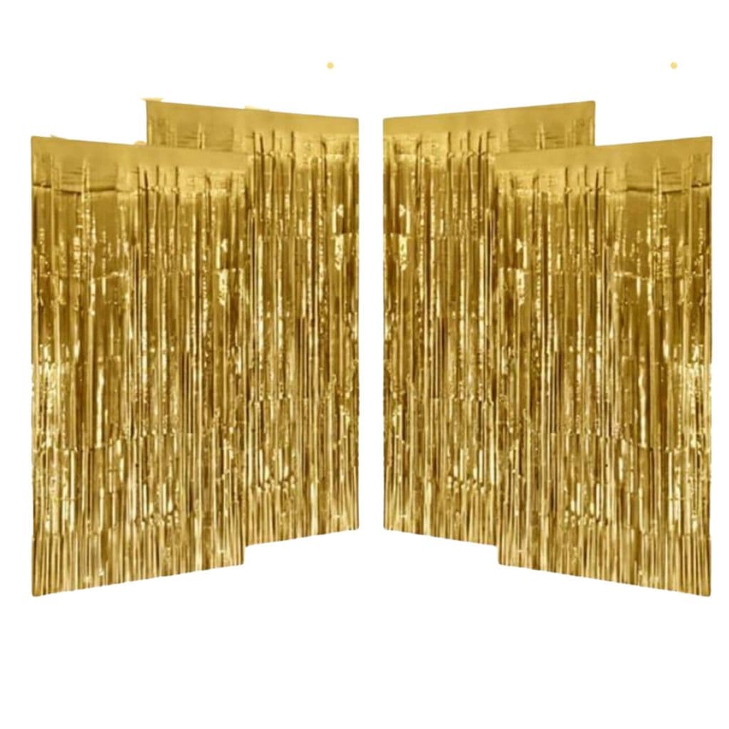 Kit 4 cortina metalizada festa franja 1X2 metro dourado metalica