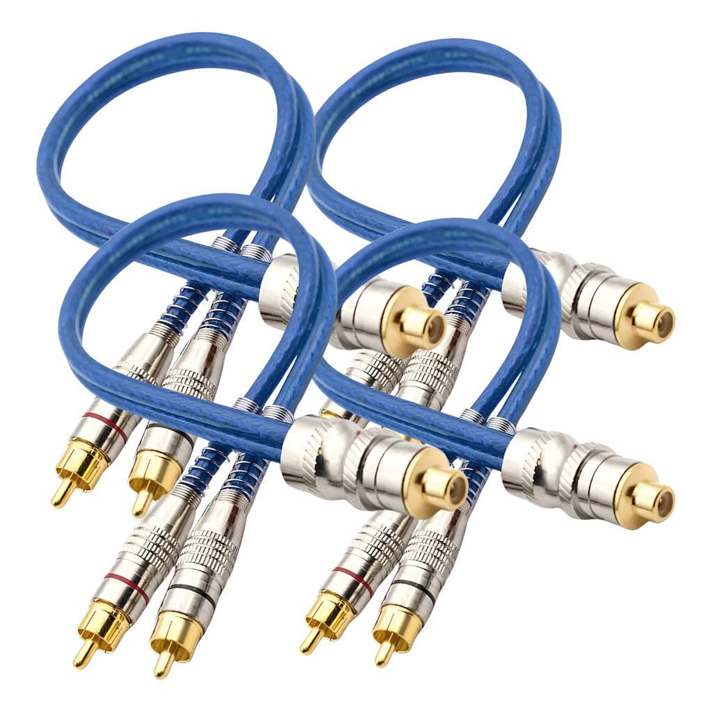 Kit 4 Cabo Rca Blindado Y 2m/1f Som Automotivo Módulo Potênc