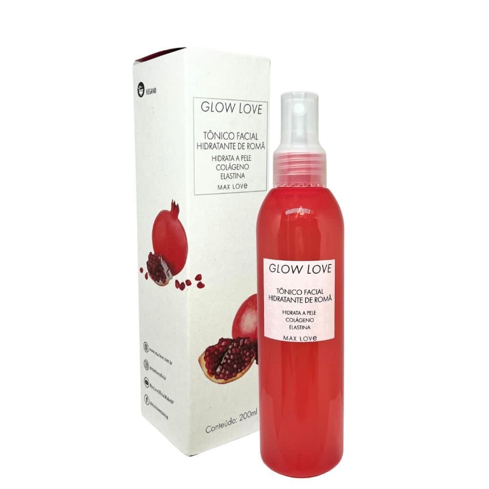 Tônico Facial Vegano Glow Love Hidratante de Romã Max Love
