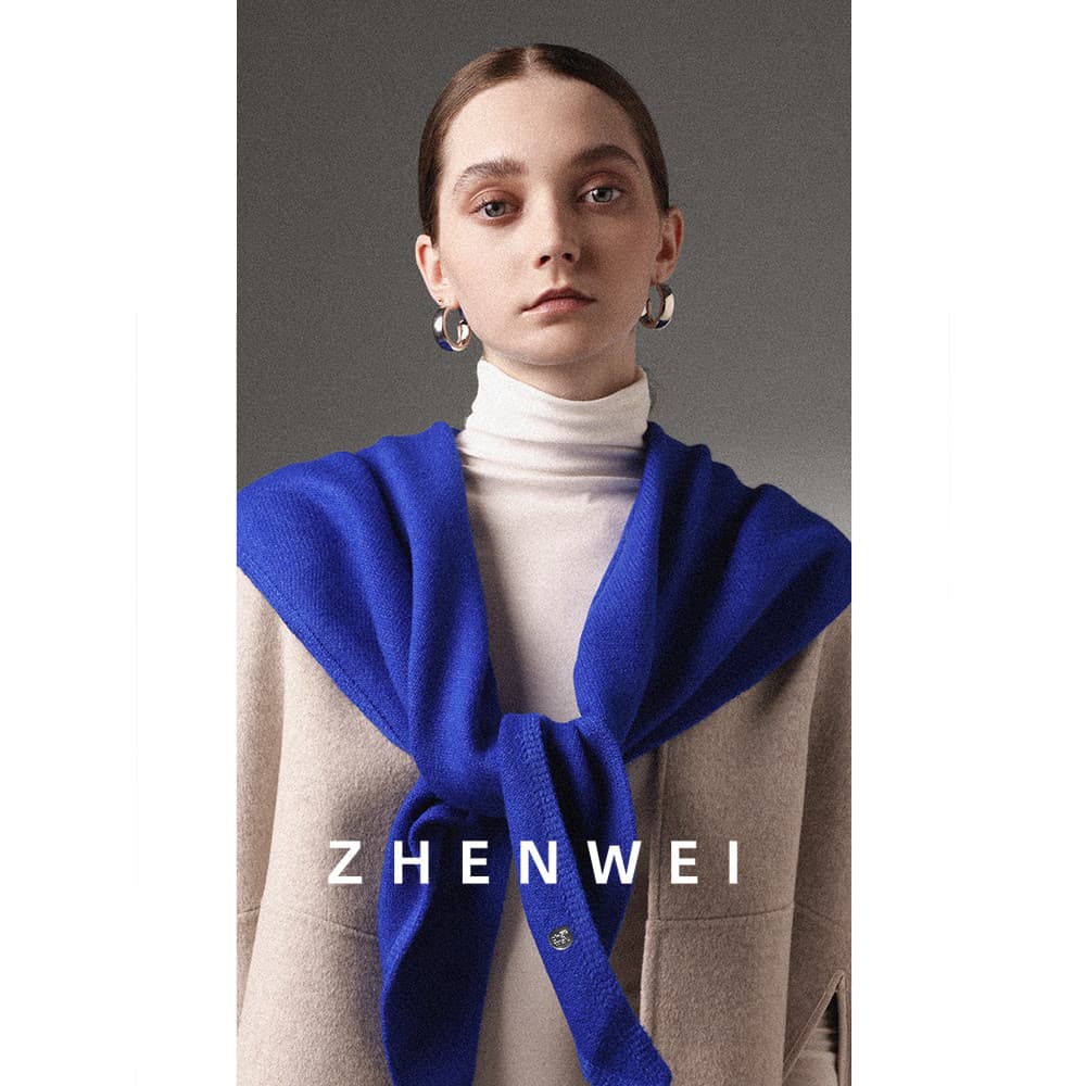 Triângulo cachecol feminino inverno xale pescoço protetor Klein azul safira azul malha exterior pequeno colete masculino
