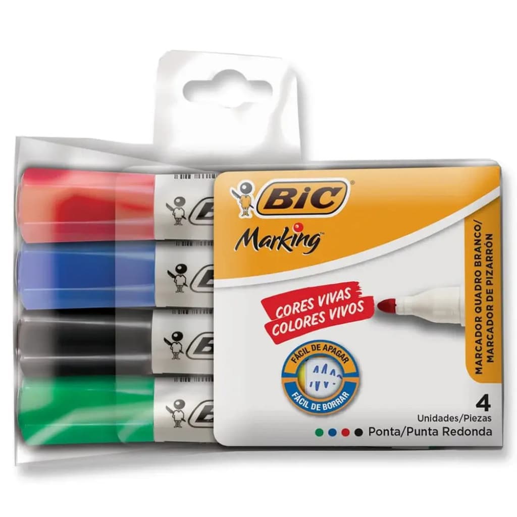 Pincel Para Quadro Branco Recarregável 4 Cores BIC