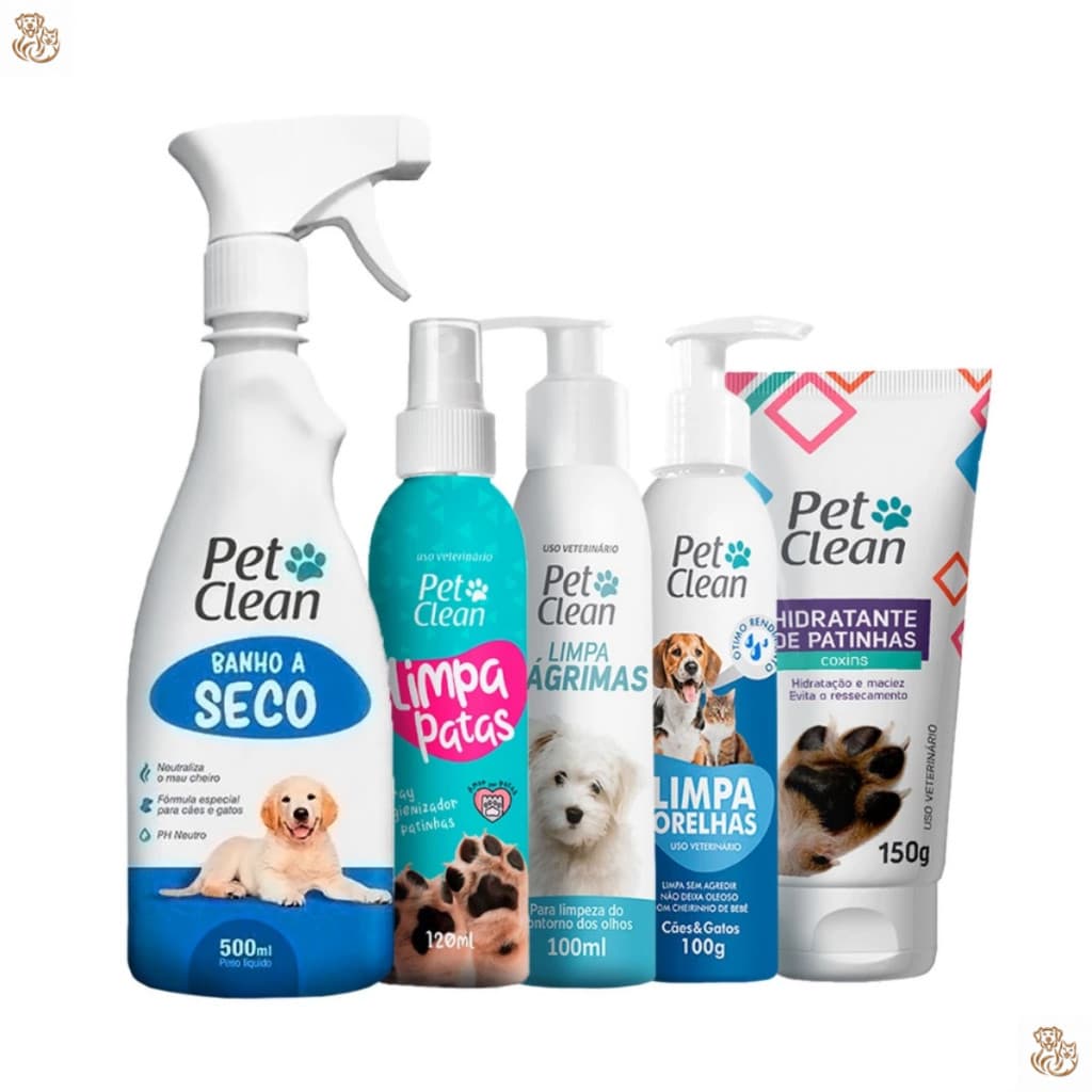 Kit Banho a Seco Hidratante e Limpa Patas, Orelhas e Lágrimas