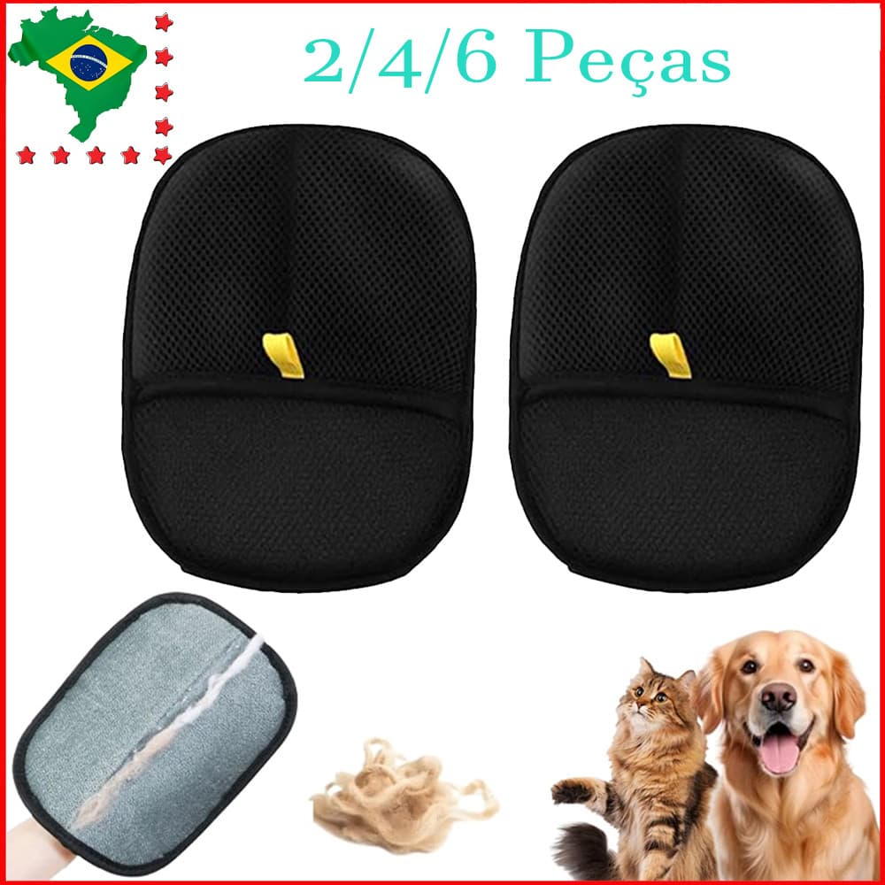 2/4/6 Peças Luvas de remoção de pelos de animais de estimação – Luva eletrostática para cães, luva reutilizável