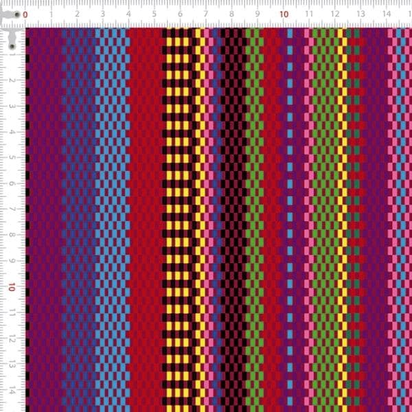 Tecido Sarja Estampada Impermeável Listras Coloridas Mexicano Confecção Mochila Bolsa Costura Pano