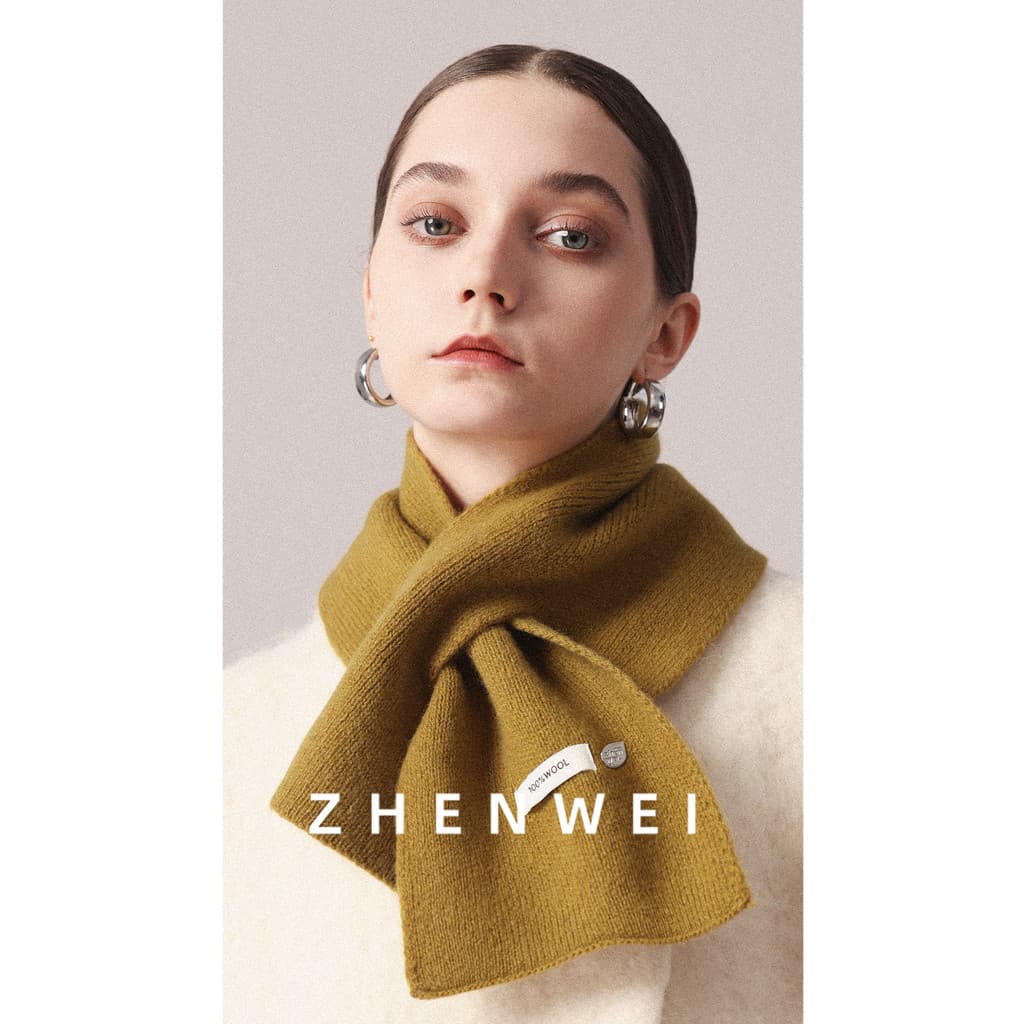 100% lenço de lã pura feminino outono inverno quente malha cruz cachecol High-End curto pequeno cachecol pescoço proteçã
