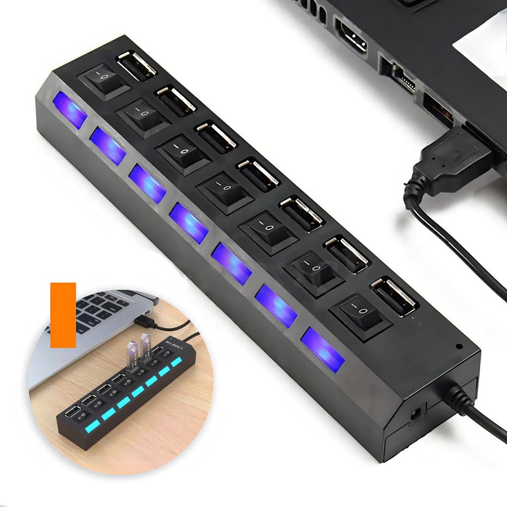 Hub Usb 3.0 Adaptador Switch 7 Portas Cabo 3.0 Mesa LEHMOX