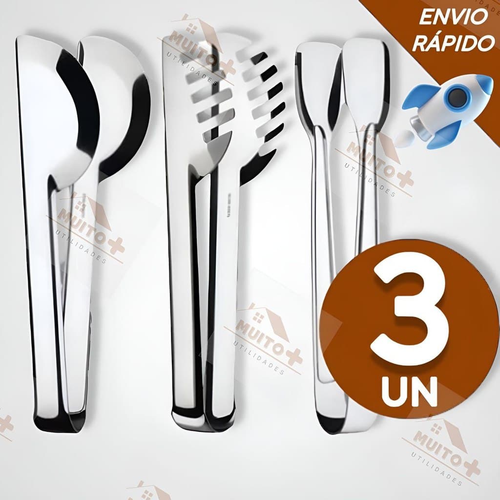 Jogo de Utensílios Para Cozinha Inox Pegador Universal Pegador de Massas ou Pegador de Frios