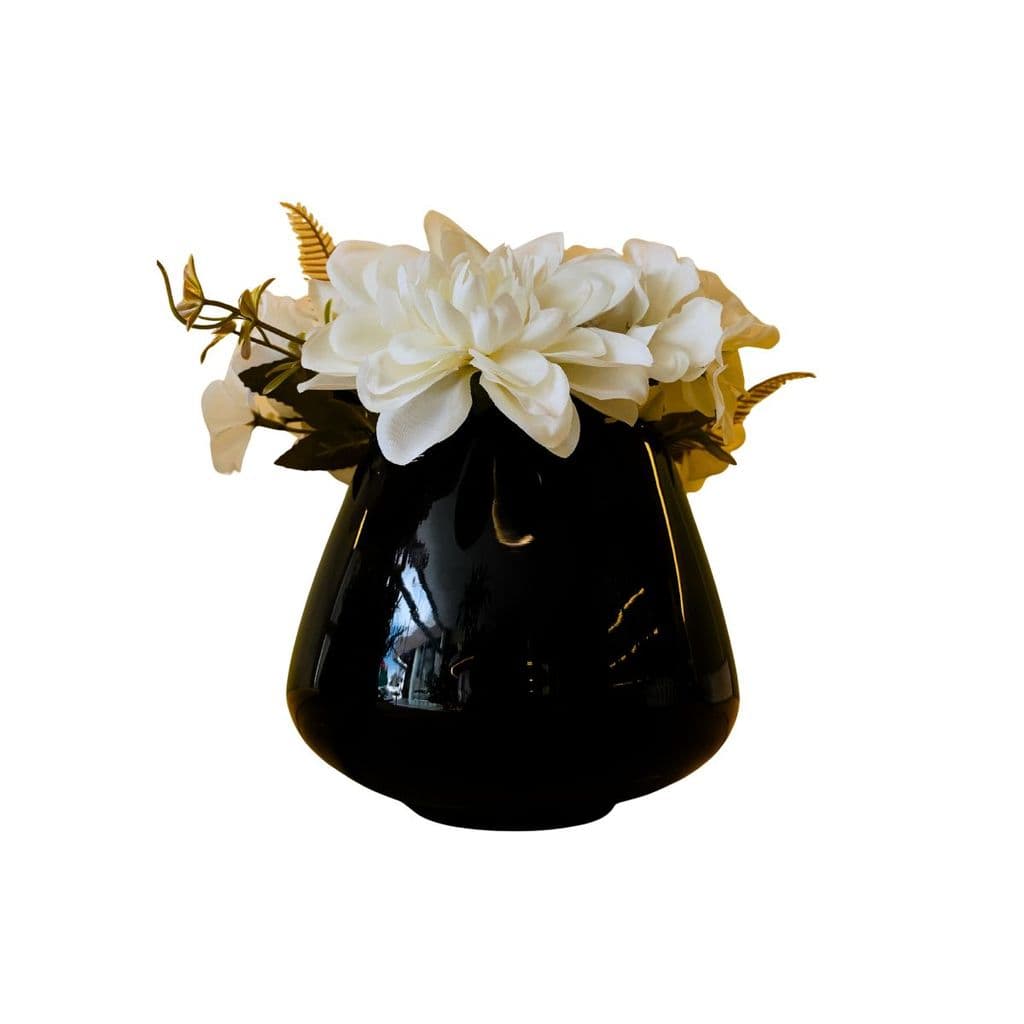 Vasinho Decorativo Com Flores Artificiais Rosas e Dálias Decoração Para Casa e Presentes - Arranjo Pequeno e Delicado