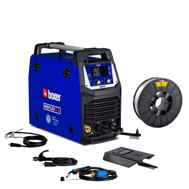 Kit Máquina de Solda Boxer Multiprocesso Migflex 160BV  Arame Sem Gás 5kg 0.8mm