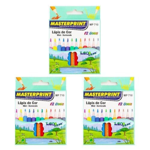 Kit 50 Caixas de Lápis de Cor Mini Caixa com 12 Cores Masterprint