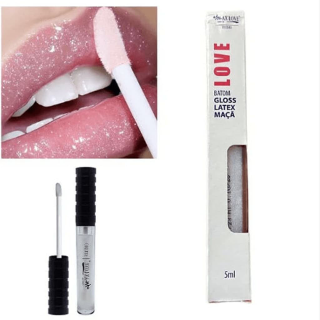 Batom Gloss Maçã Hidratante Efeito Espelhado Com Brilho e Partículas Iluminadoras - Max Love Cor 14