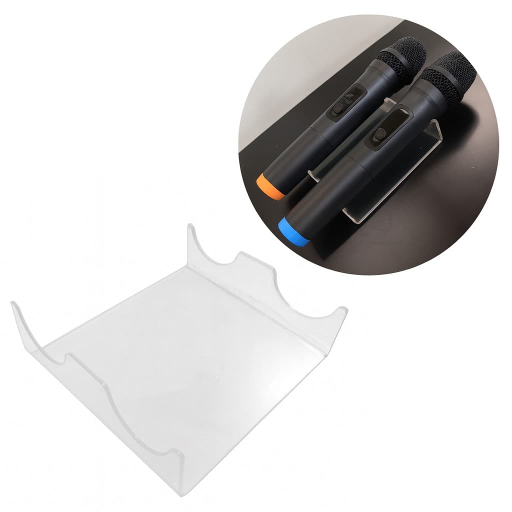Suporte Organizador Microfones Acrílico Para Mesa Estante Prateleira