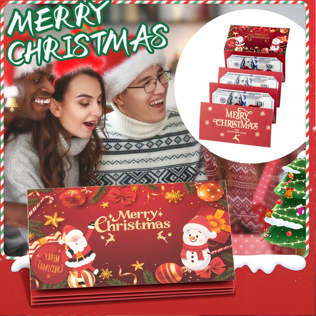 2025 Novo Pacote Vermelho Dobrável DIY Criativo Transfronteiriço Papai Noel Dólar Americano 6 Slot Para Cartão Natal Ir
