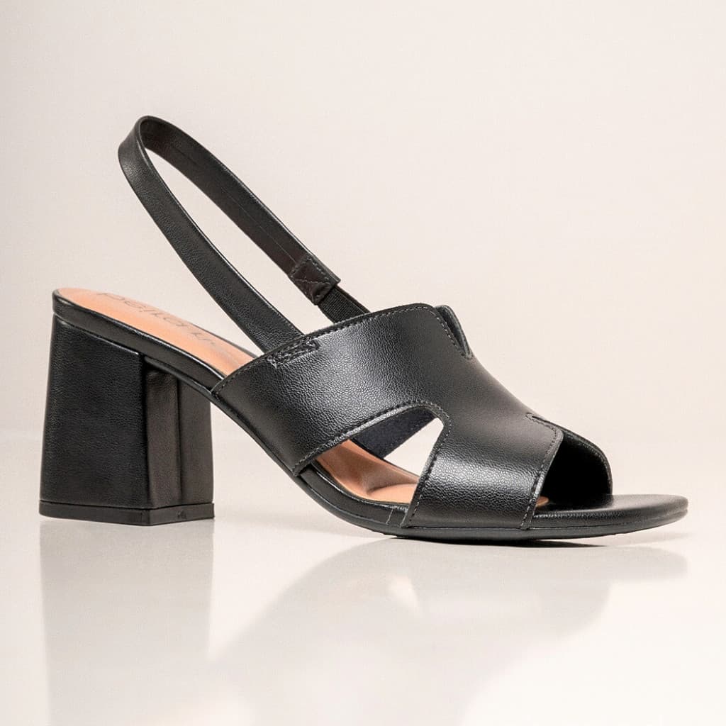 Sandália Beira Rio Slingback Feminina Conforto Salto Grosso