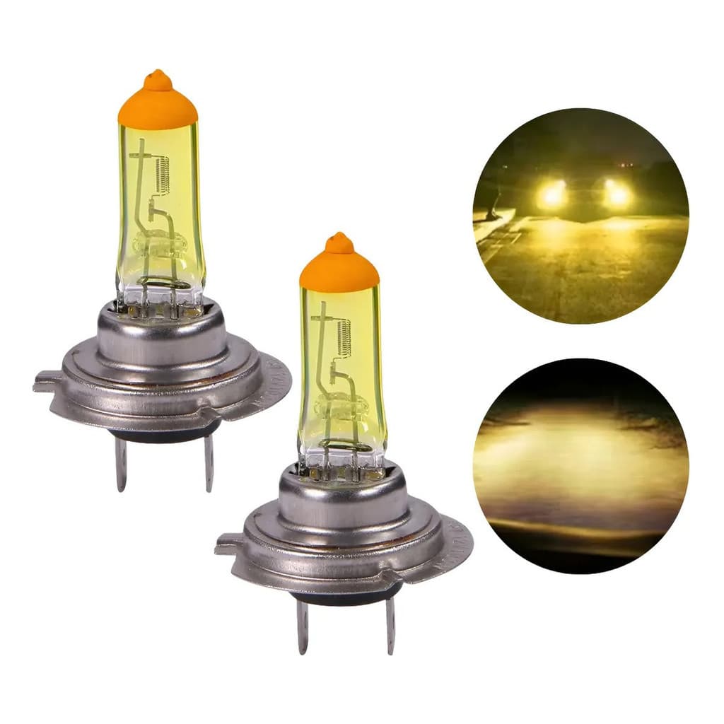 Par Lampada Farol H7 12v 55w Amarela Gold Vision 3000k