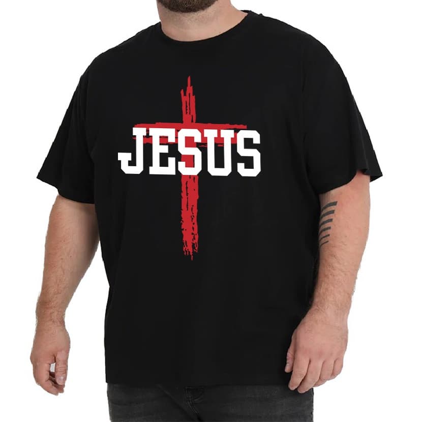 [Camiseta Premium em Algodão Puro]CC Camisa Camiseta Plus Size Masculinas Jesus