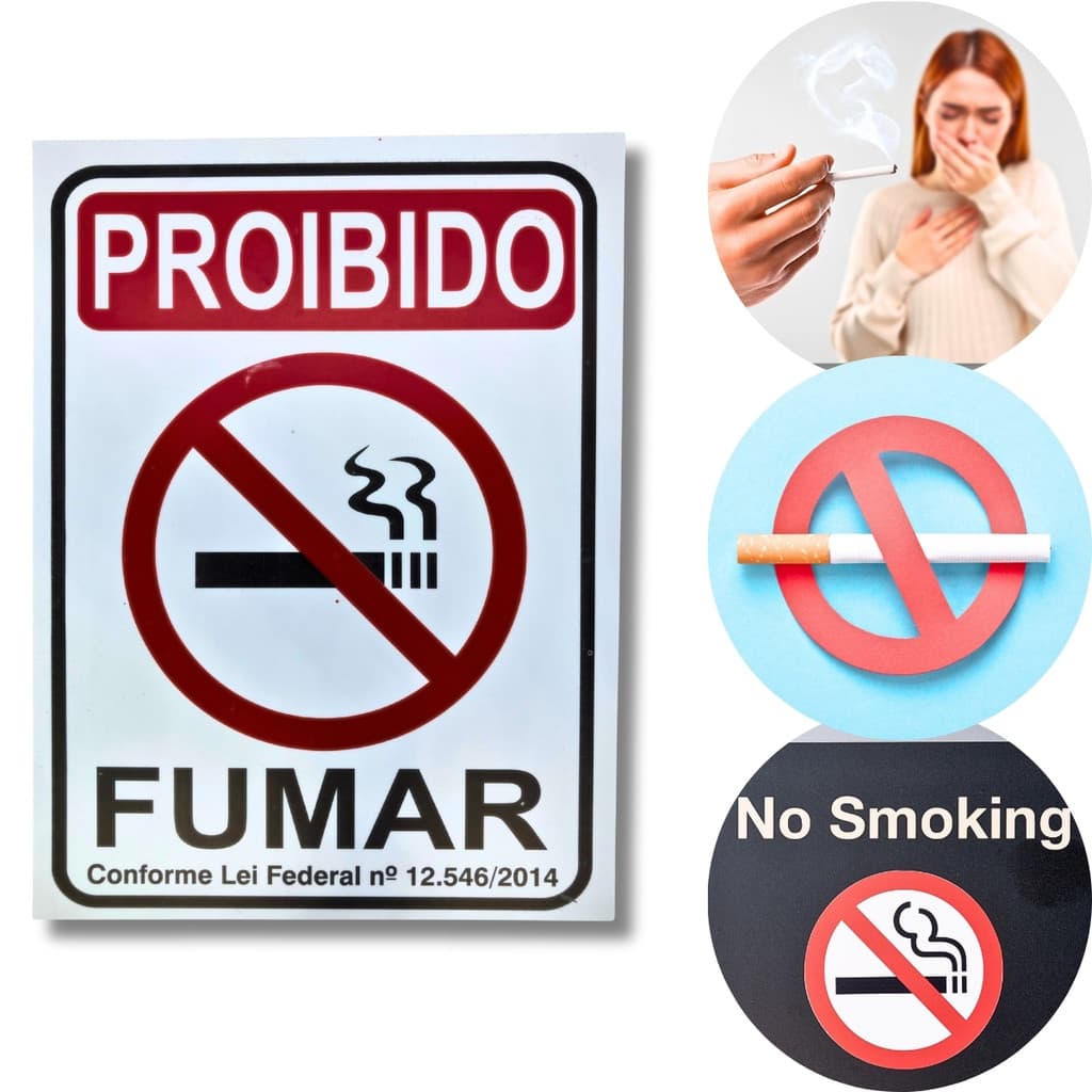 Placa Proibido Fumar 20x15 cm – Sinalização Aviso