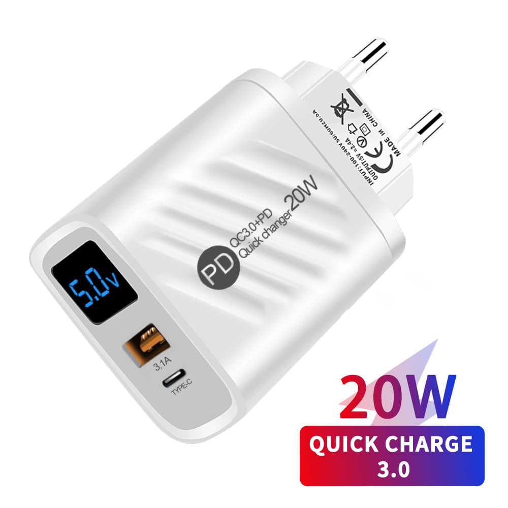 Kit Carregador de Alimentação para Smartphone 3 em 1 Carregamento Rápido 1m PD 20w