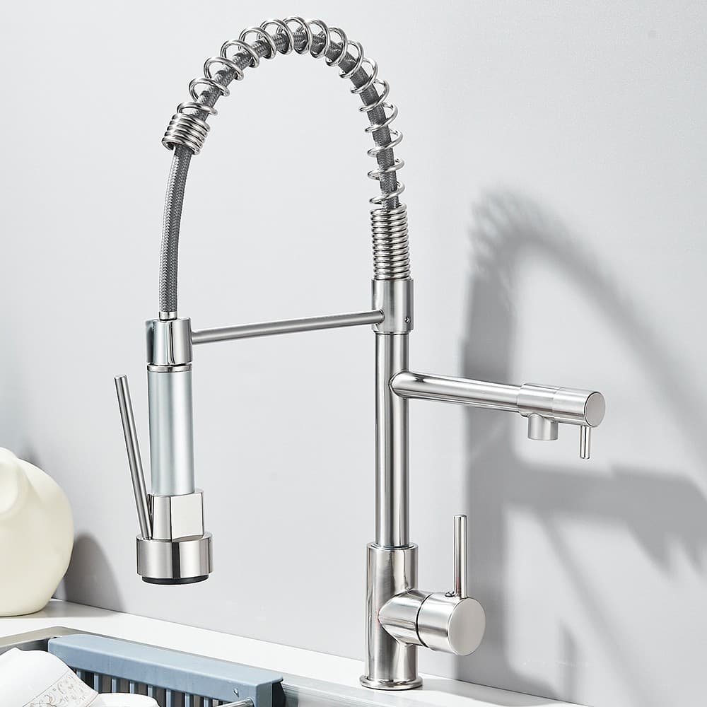 Torneira Cozinha Gourmet Monocomando Com Spray Extensor flexível para ajustar Rotação 360° Inox 304