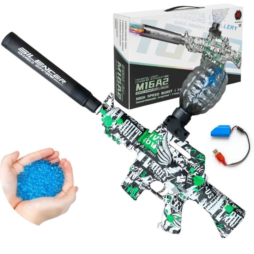 Arminha Bolinha Gel  M16A2 Metralhadora Material Premium + 1000 Bolinhas Gel Inclusas + Acessórios