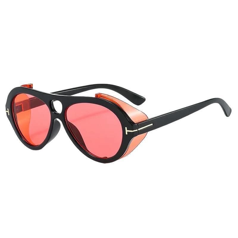 Óculos de Sol Femininos Grossos Retrô Redondos com Lentes Gradiente Preto e Amarelo