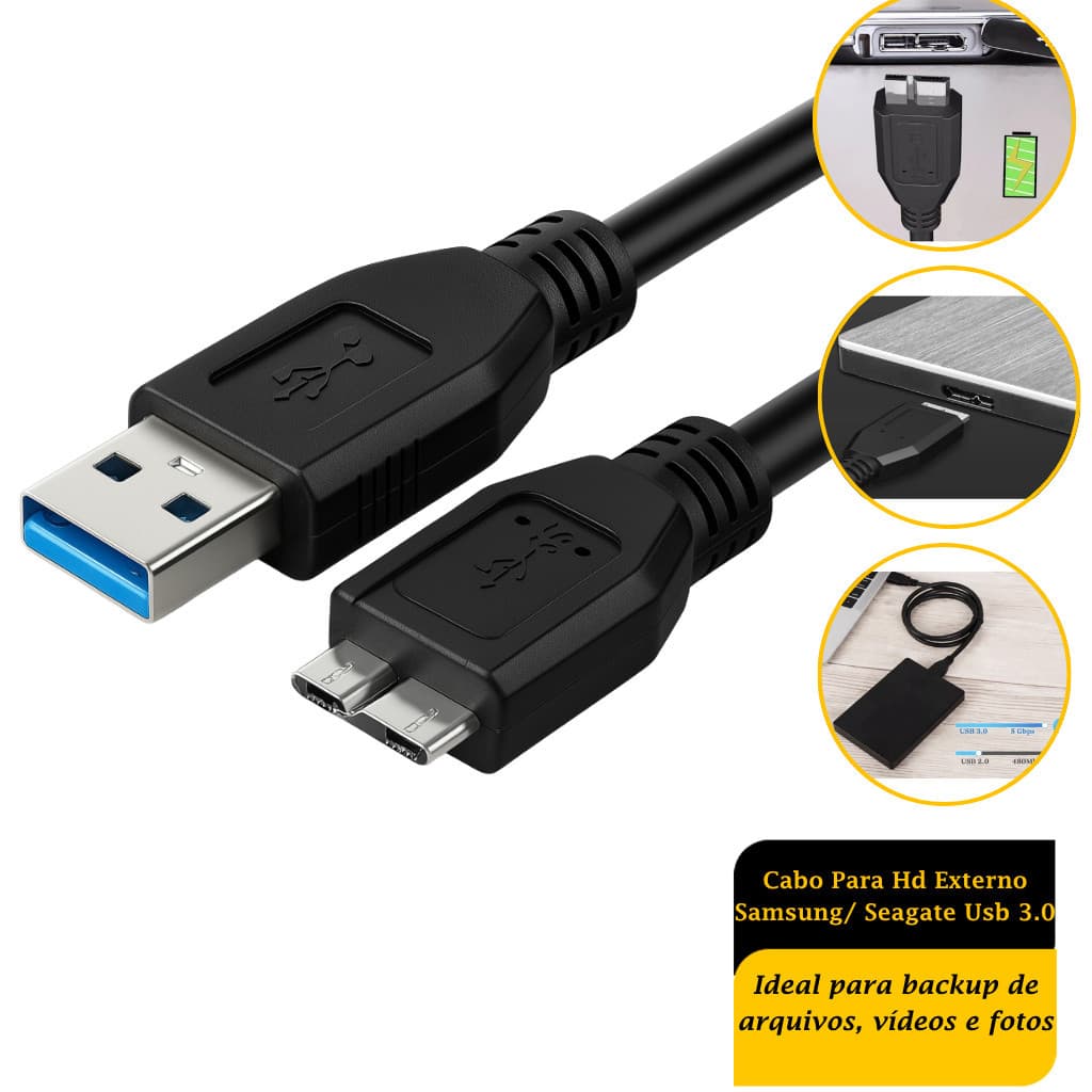 Cabo Para Hd Externo Samsung/ Seagate Usb 3.0 Envio Imediato