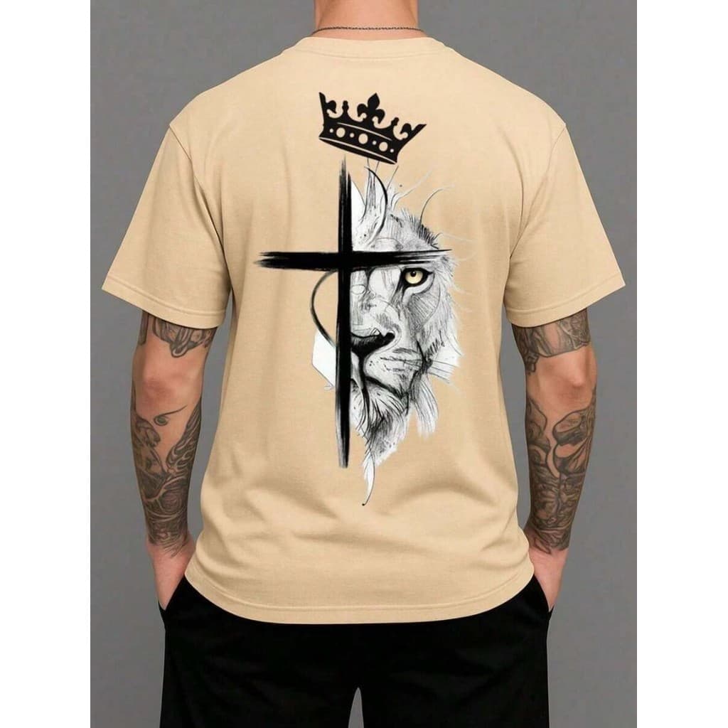Camiseta Masculina Gola Redonda Camisa 100% Algodão Camisa Confortável Estampa Religiosa Camisa Descolada Varias Cores