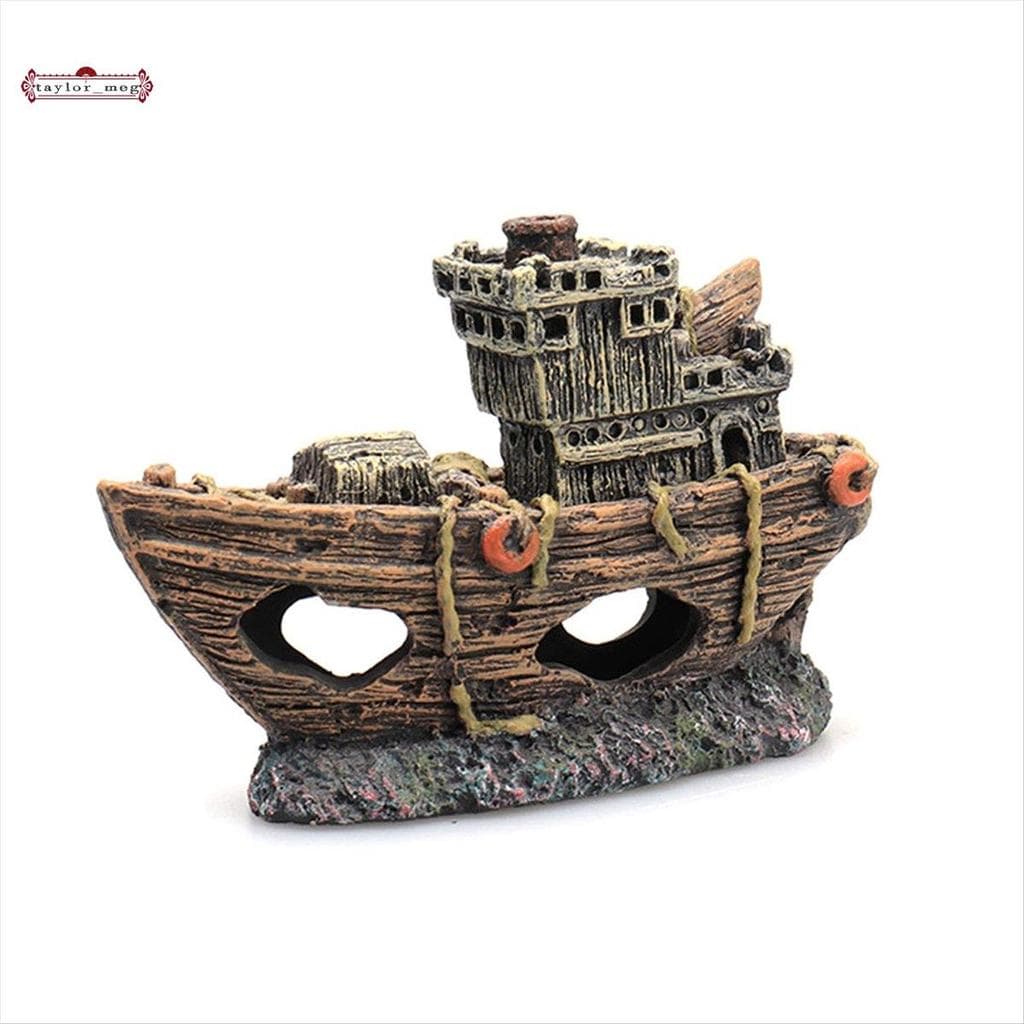 🔔Aquário Pirata Navio De Peixes Paisagismo Tanque Estátua Mini Naufrágio Ornamento 1 Peça