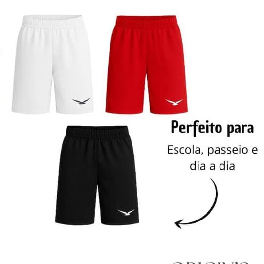 Kit 3 Bermudas Shorts Infantil Chimpa Direto da Fabrica Infantil e Juvenil