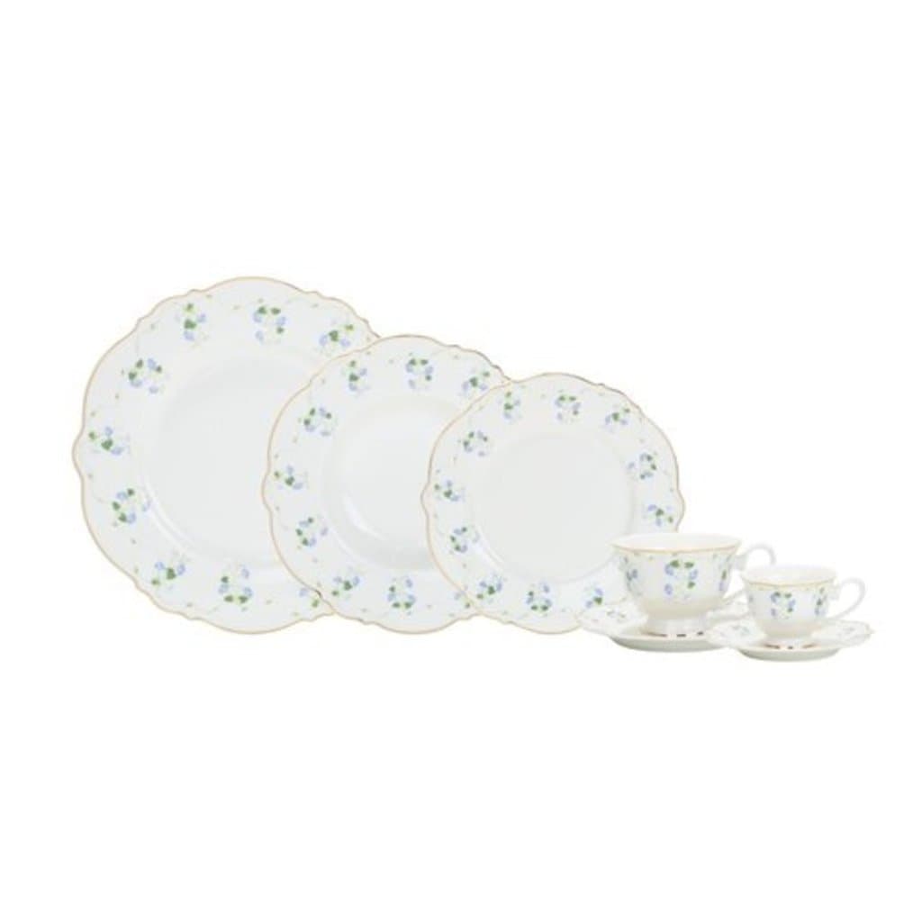 Aparelho Jantar Royal Romantic 42 Pç New Bone China Borda Ouro