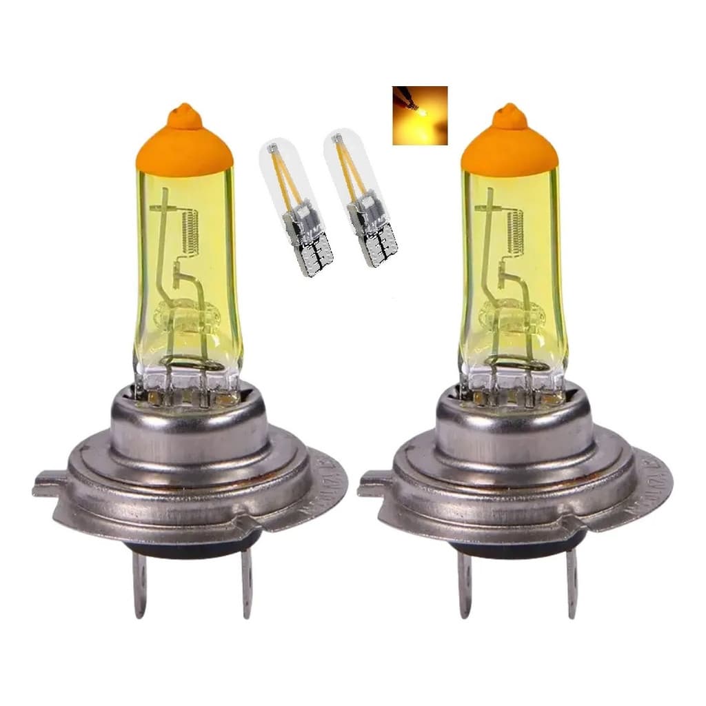 Par Lâmpada Farol H7 Amarela Gold Vision E Pingo Cob T10 12v