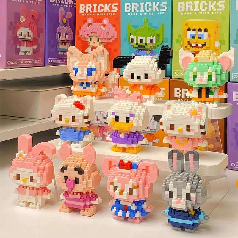 Mini Blocos de Montar 3D Personagens Fofos | Kit Aleatório Criativo Presente Infantil e Adulto
