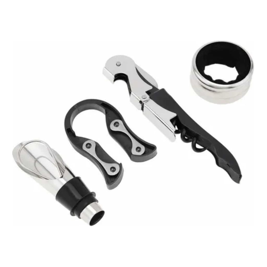 Abridor De Vinho Inox Saca Rolhas Luxo Kit C/ 5 Peças