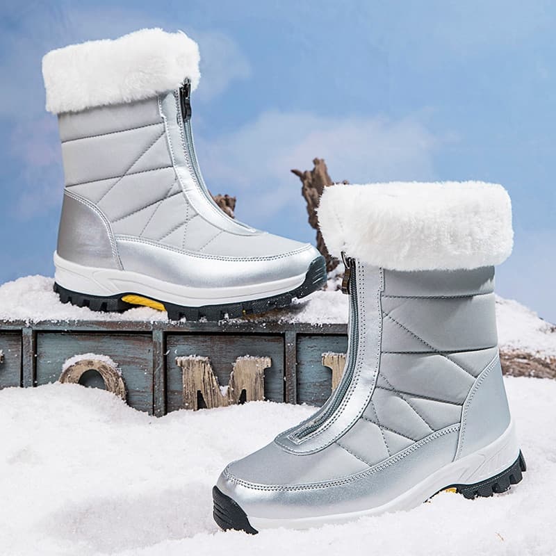 Botas De Neve Ao Ar Livre Sapatos Femininos Quentes Forro De Lã De Algodão Grosso Curtas De Inverno Cano Médio De Sola G