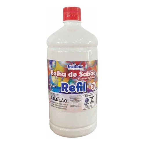 Refil Liquido Para Bolhas De Sabao Bubble para Máquina de fazer bolhas 1 Litro Atóxica e Perfumada Brasilflex Original
