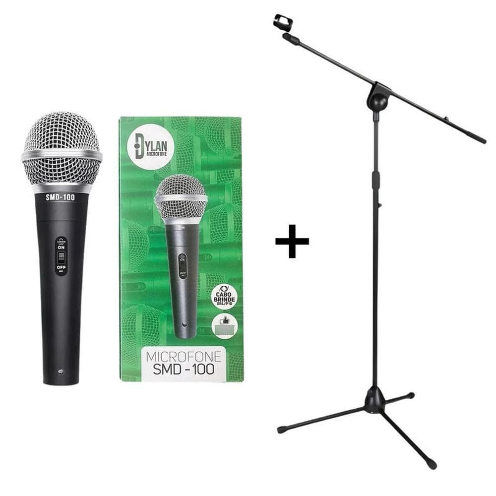 KIT TALKBACK MICROFONE DINAMICO DYLAN SMD100 + CABO/PEDESTAL KONECT