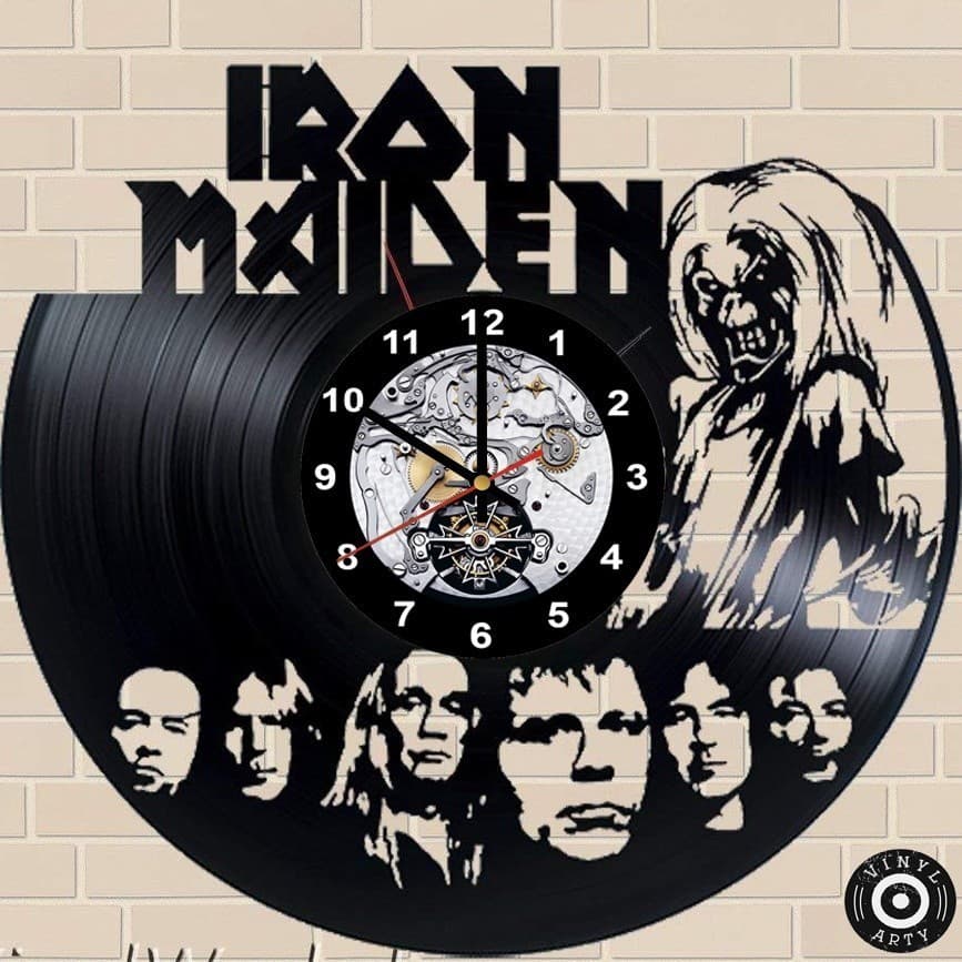 Relógio  de parede Iron Maiden - Feito em disco De Vinil Real - Disco de vinil cortado