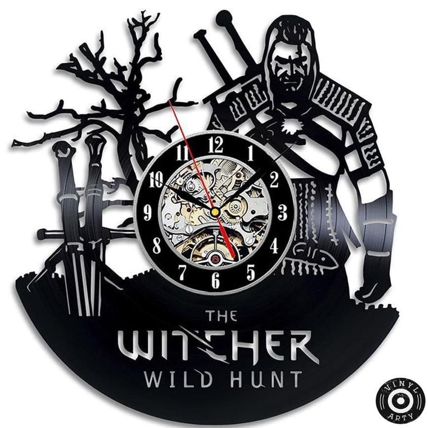 Relógio  de parede The Witcher feito em disco De Vinil Relógio De Parede feito em Vinil  decoração