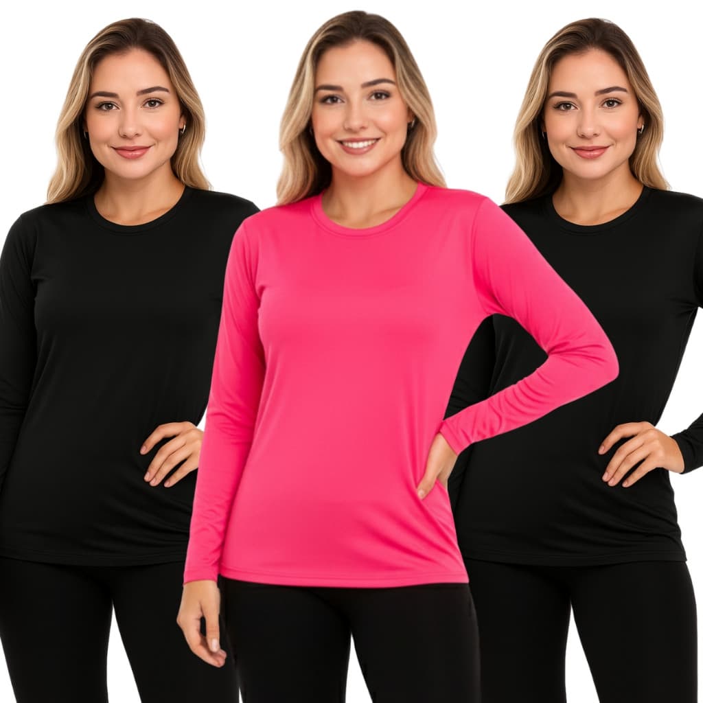Kit 3 Camisetas UV Feminina UV 50+ Segunda Pele Esportiva Dry Fit Lisa Esportiva Dia a Dia