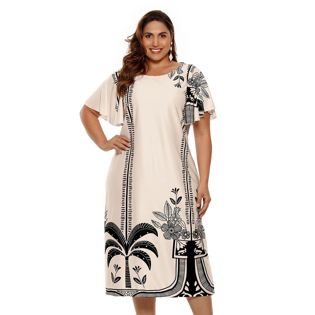 Vestido Midi Com Estampa Barrada – Moda Plus Size