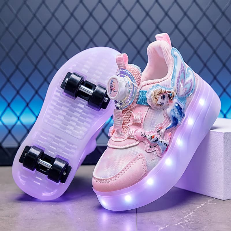 Princesa crianças Runaway sapatos meninas outono 2025 novo estilo estudantes da escola primária meninas quatro rodas esp