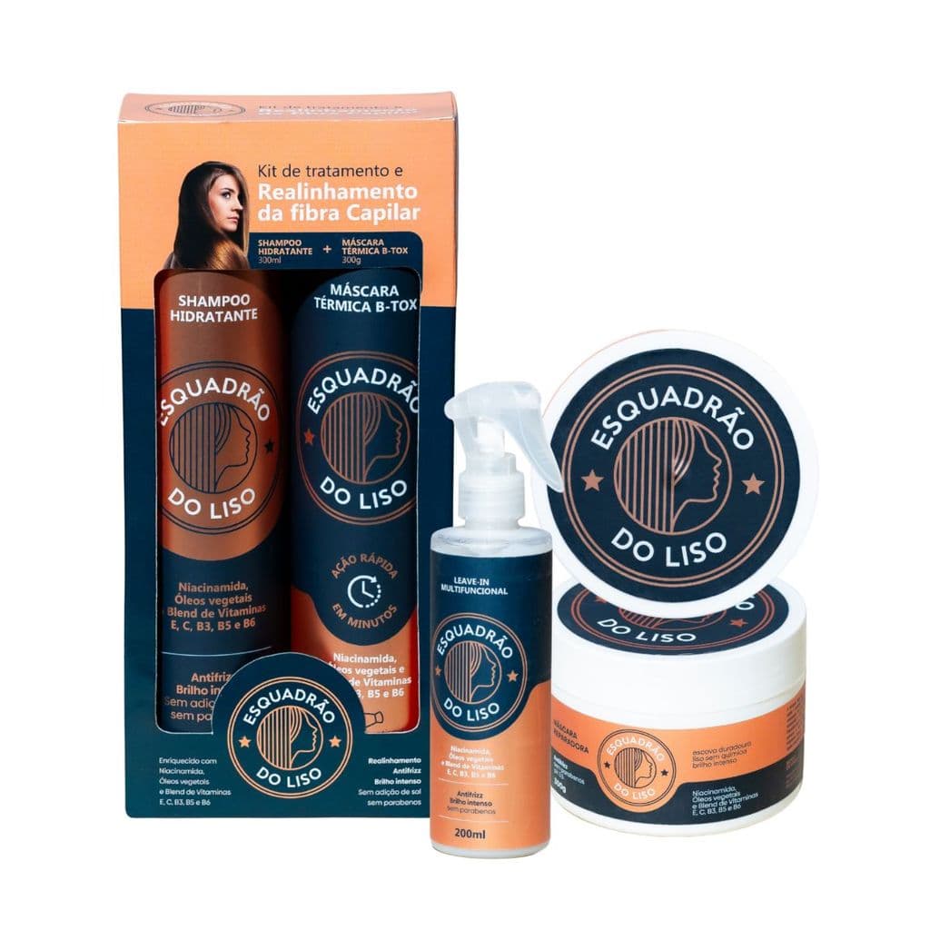 Kit 4 Passos - B-tox + Masc  + Leave-in- Esquadrão do Liso