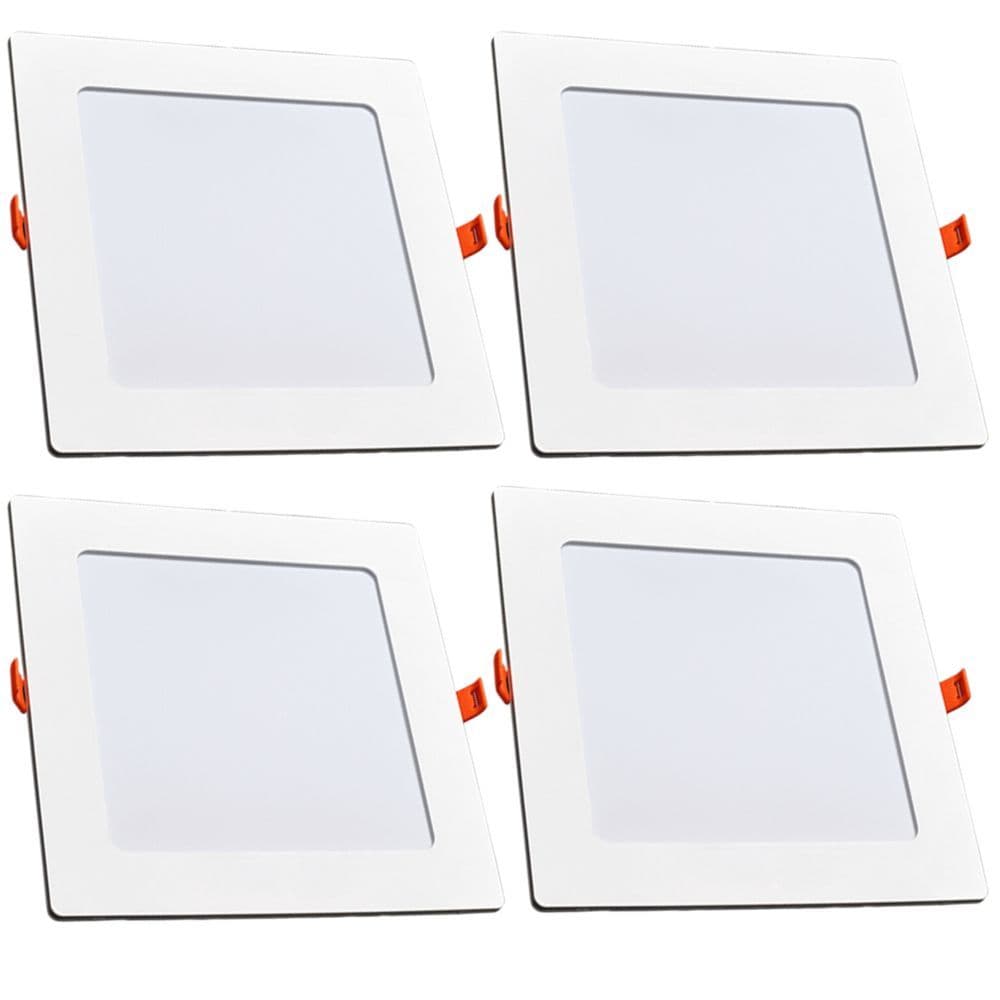 Kit 4 Painéis Plafon Quadrado Embutir 12W Luz Branca 6500K Luminária de Gesso Forro 127v 220v Avant