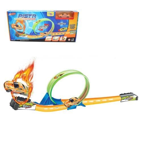 Pista Corrida Lançador Loop 360 Graus Diversao Competicao Criancas Brinquedo