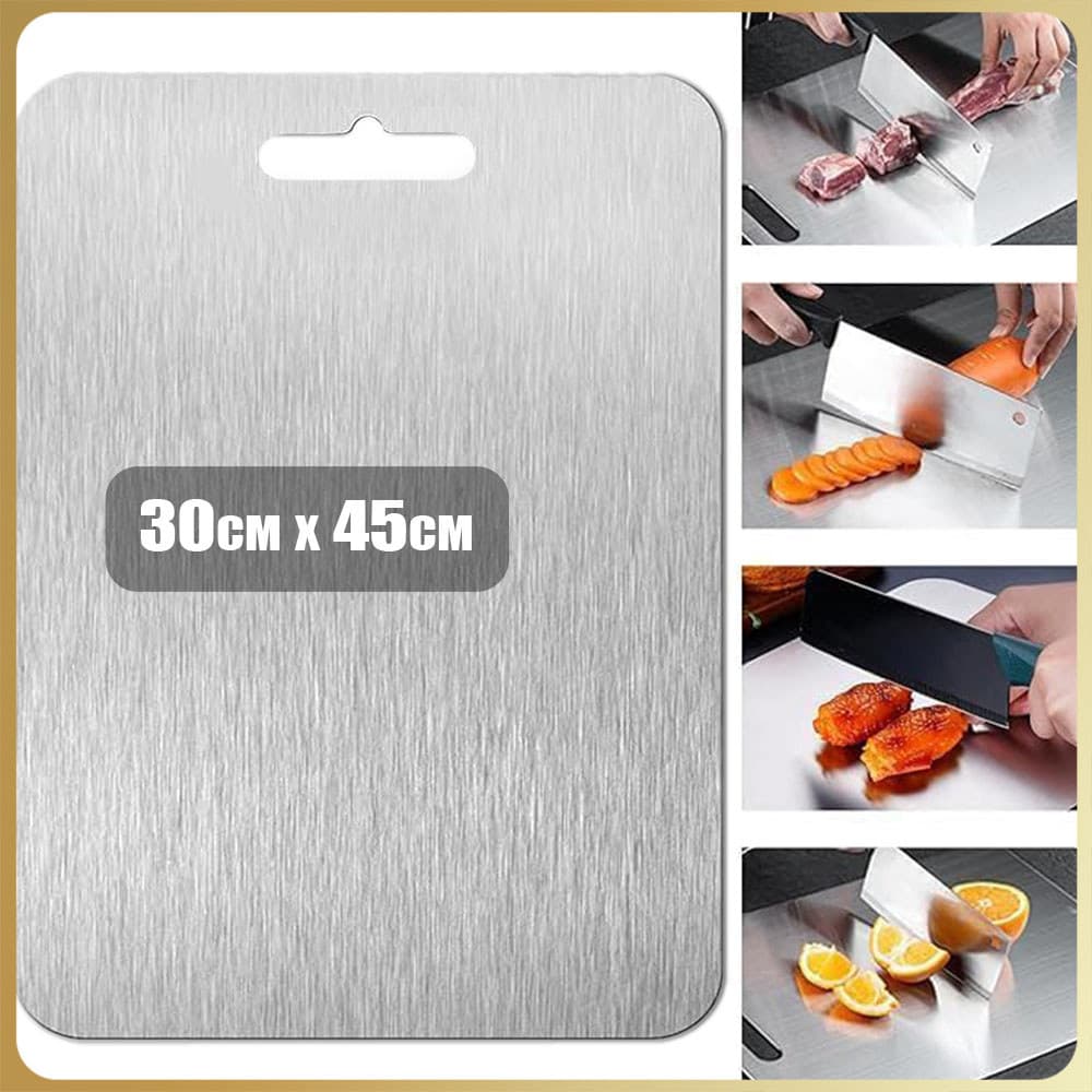 Tábua de corte dupla face em aço inoxidável Tábua de corte de cozinha para cortar carne, legumes e frutas - 30x45cm
