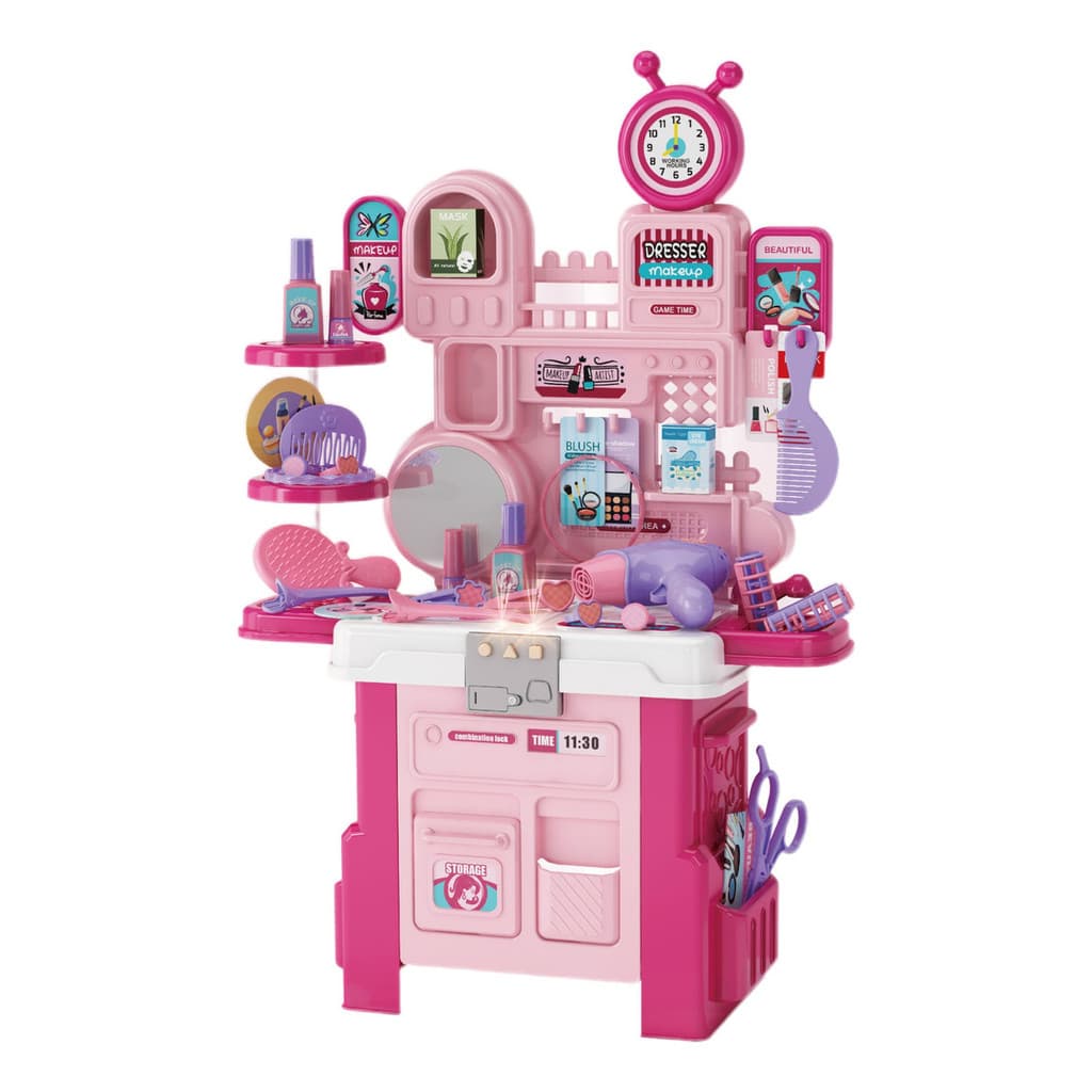 Kit Penteadeira Brinquedo Salão De Beleza Infantil Som E Led