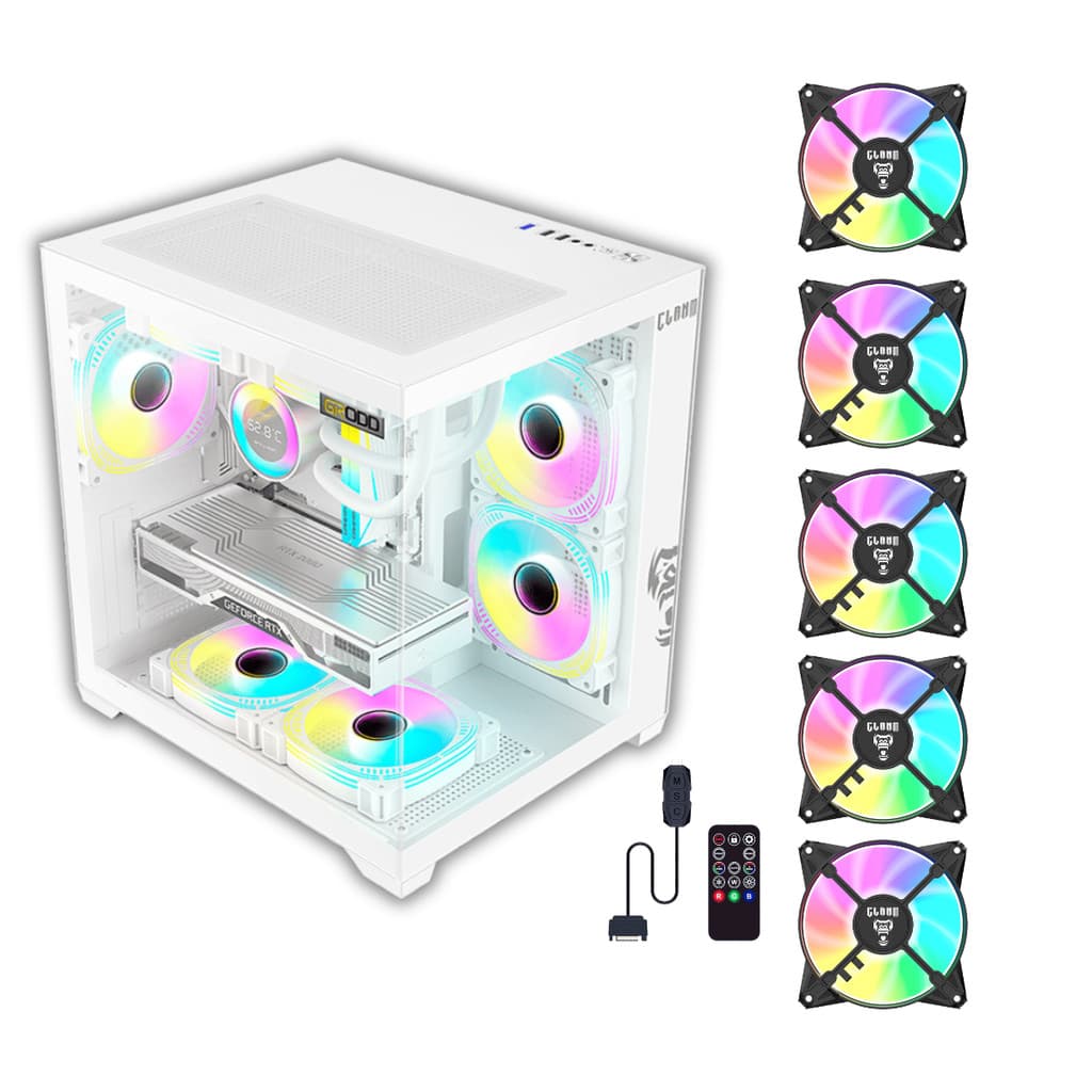 Gabinete Gamer Snow Grodd + 5 Fans ARGB + Controladora Clanm