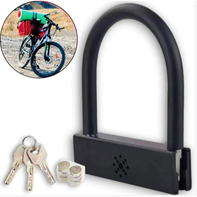 Cadeado Trava Com Alarme Para Motos Bicicletas e Portões Em Aço Com Sistema de Alarme Integrado Resistente