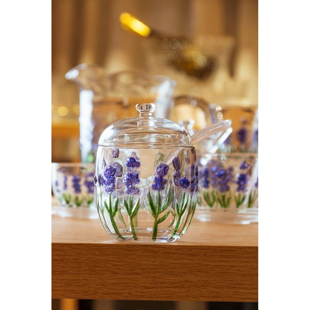 Açucareiro Vidro Lavanda com Colher Lyor
